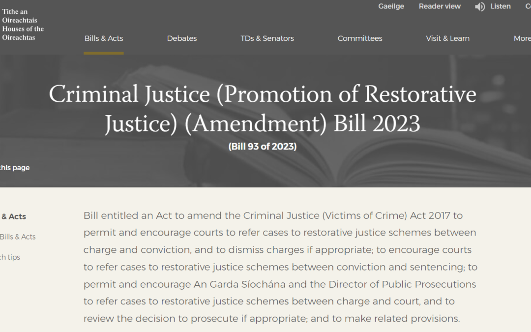 New Private Members’ Bill seeks to promote referrals to restorative justice